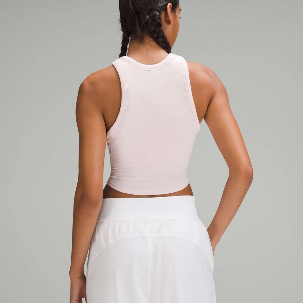 Lululemon Hold Tight Cropped Tank Top Flush Pink Pastel Ribbed Crop Women's Sz 4 - Picture 2 of 7